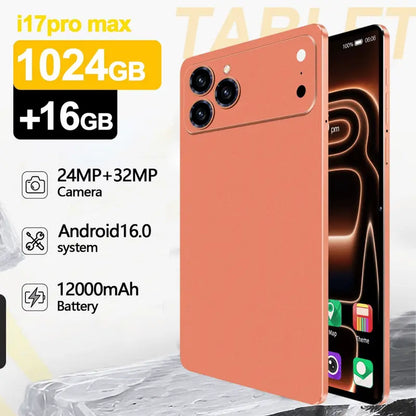 A17 Pro แท็บเล็ต 1024GB 16GB RAM กล้อง 24MP+32MP แบตเตอรี่ 12000mAh ใช้งานได้ยาวนาน เหมาะสำหรับงานทั่วไป เล่นโซเชียล ดูหนัง หรือใช้เป็นเครื่องสำรอง