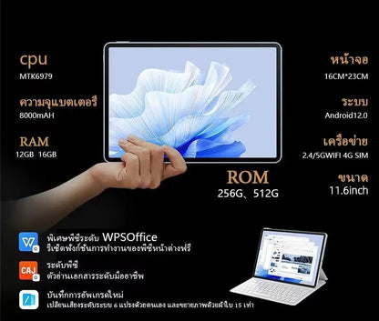 S5-1 แท็บเล็ตอัปเกรดล่าสุด ระบบปฏิบัติการ Android 12 ทำงานลื่นไหล ภาพกราฟิกคมชัด รองรับ WiFi และ Bluetooth ดีไซน์บางเบา พกพาสะดวก